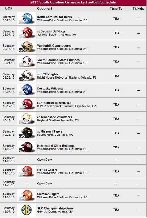 2013 usc schedule